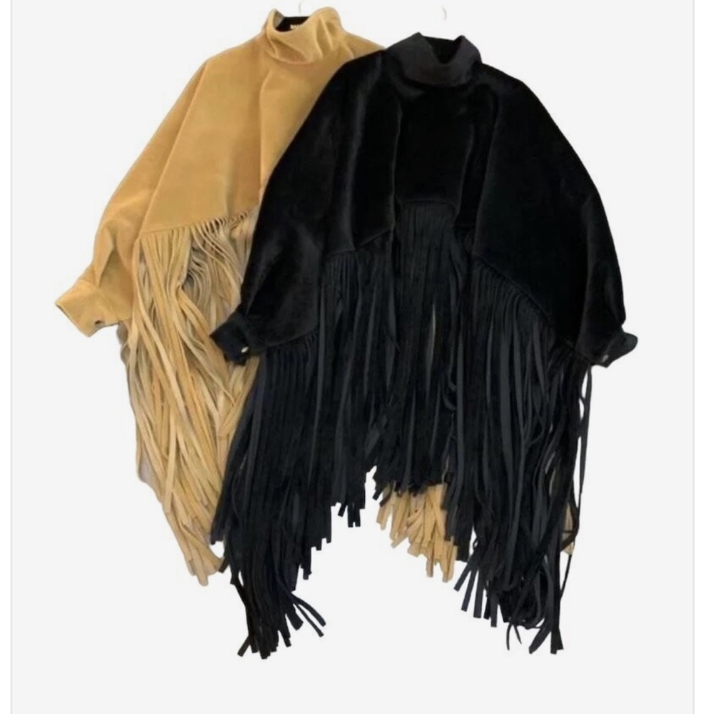 Fringe pullover top faux suede